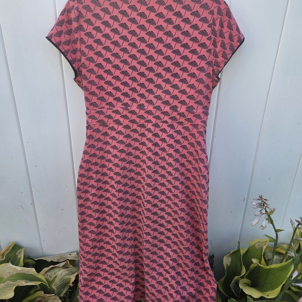 Boden Coral & Navy Sunset Parasol Umbrella Novelty Print Jersey Dress 8R - Picture 7 of 11